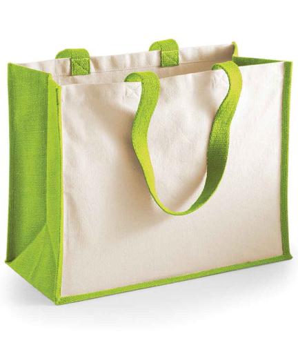 W Mill Printers Jute Classic Shopper - Apple Green - ONE